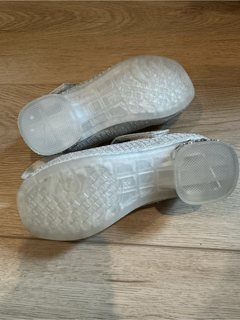 Girls Sparkle Bow Mary Jane Dress Shoes - Silver
